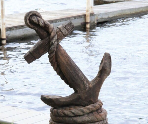 Anchor Sculpture Large Scale Made of Cement Stone Pirate Theme